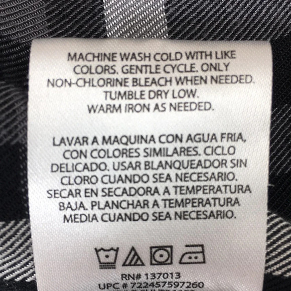 Woolrich Black White Plaid‎ Button Front Shirt Womens Large Roll Tab Sleeve - Picture 7 of 11